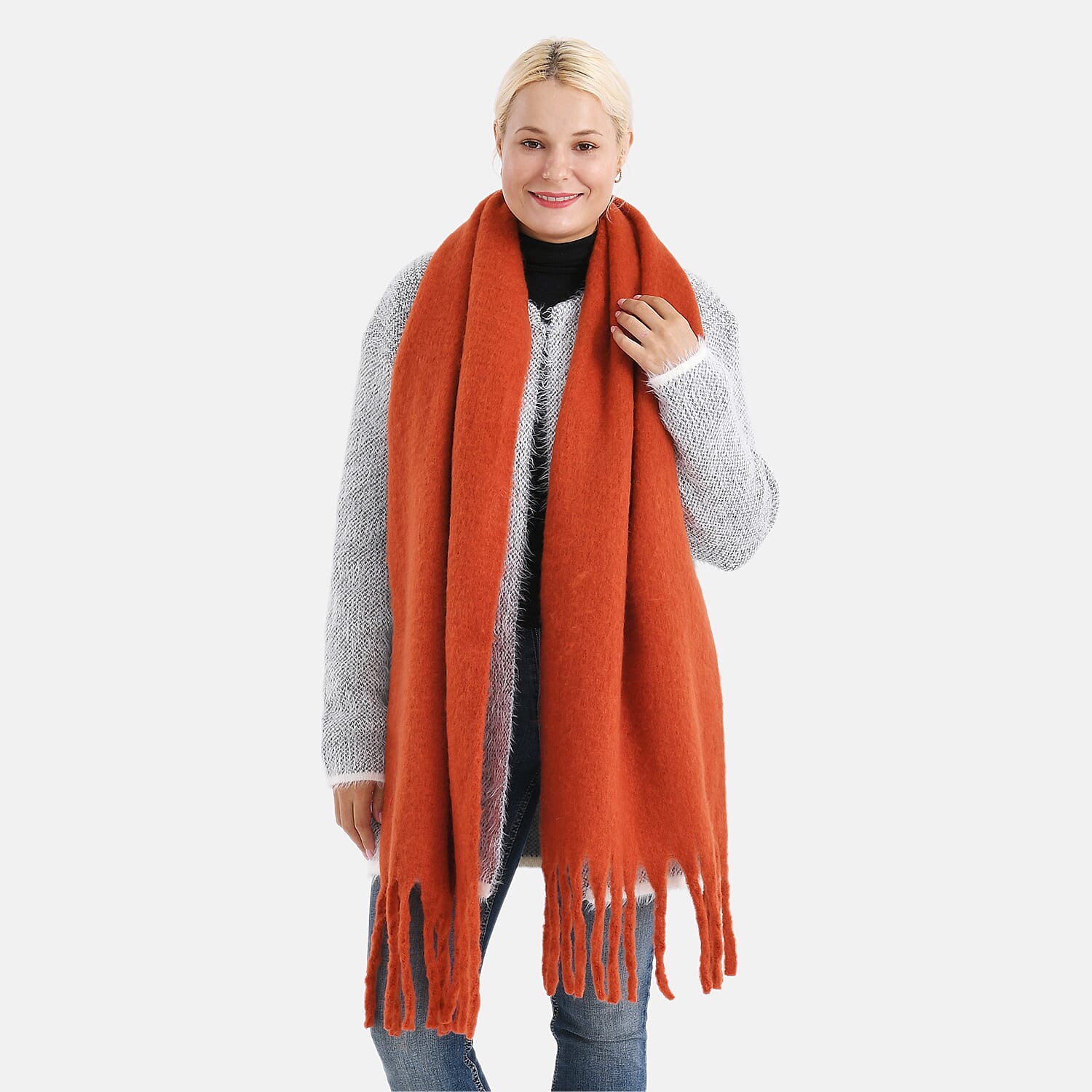 Super Soft Tassel Scarf (198 x 40cm) - Teracotta