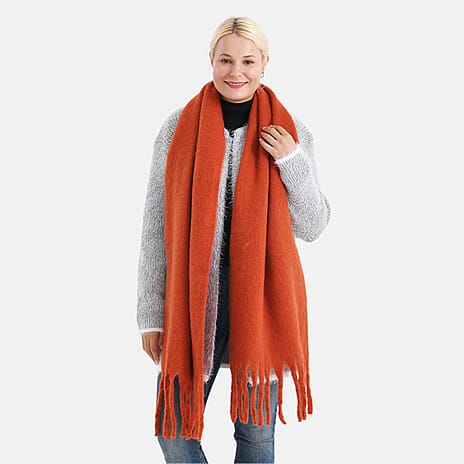 Super Soft Tassel Scarf (198 x 40cm) - Teracotta