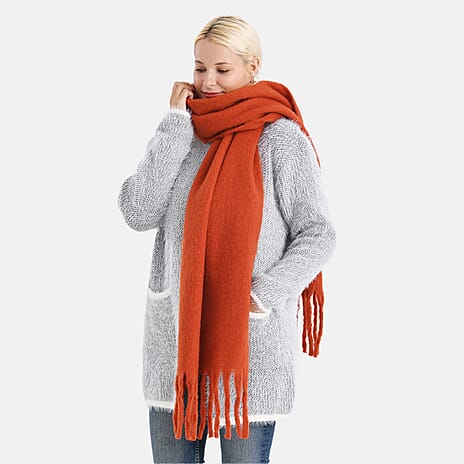 Super Soft Tassel Scarf (198 x 40cm) - Teracotta