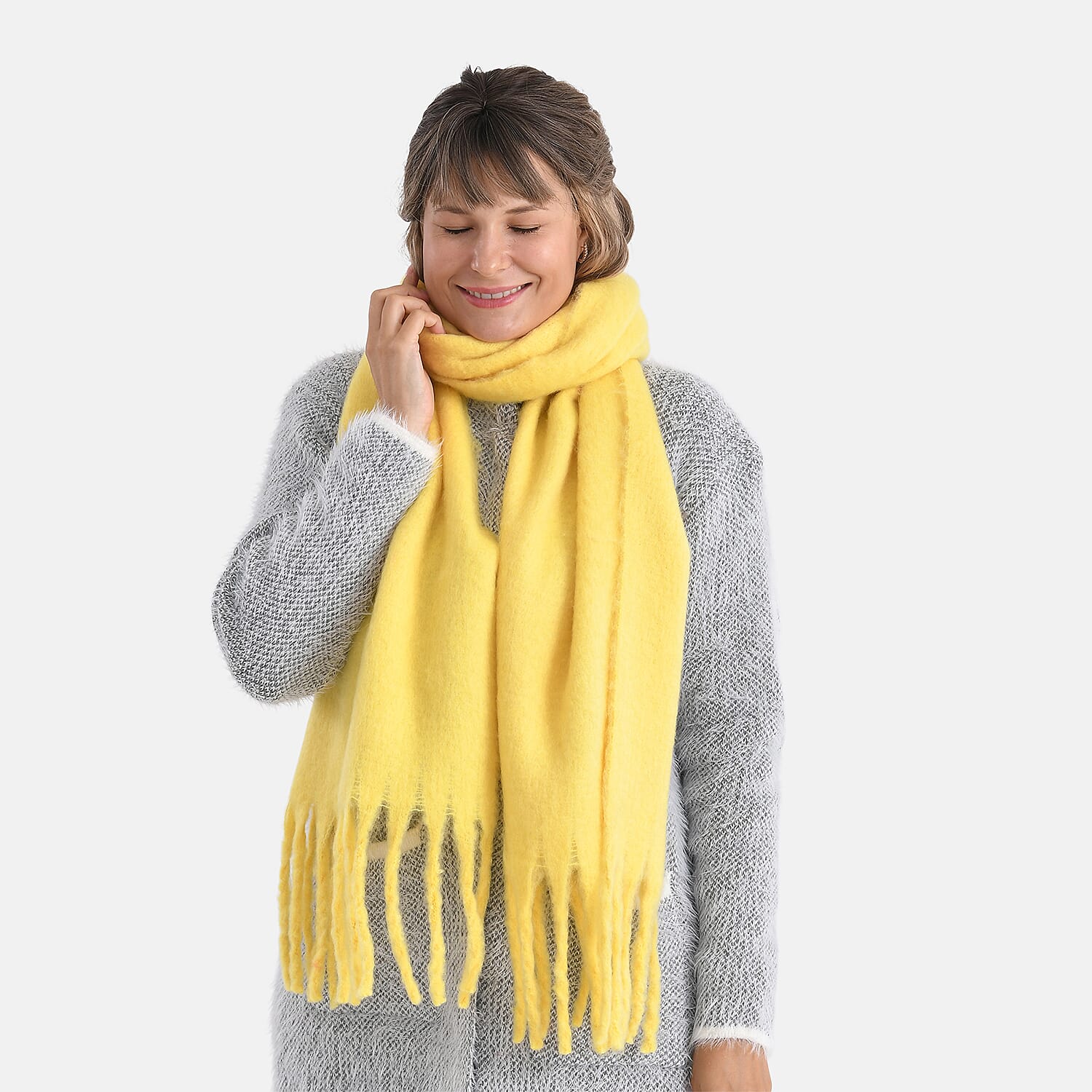 Super Soft Tassel Scarf (198 x 40cm) - Yellow
