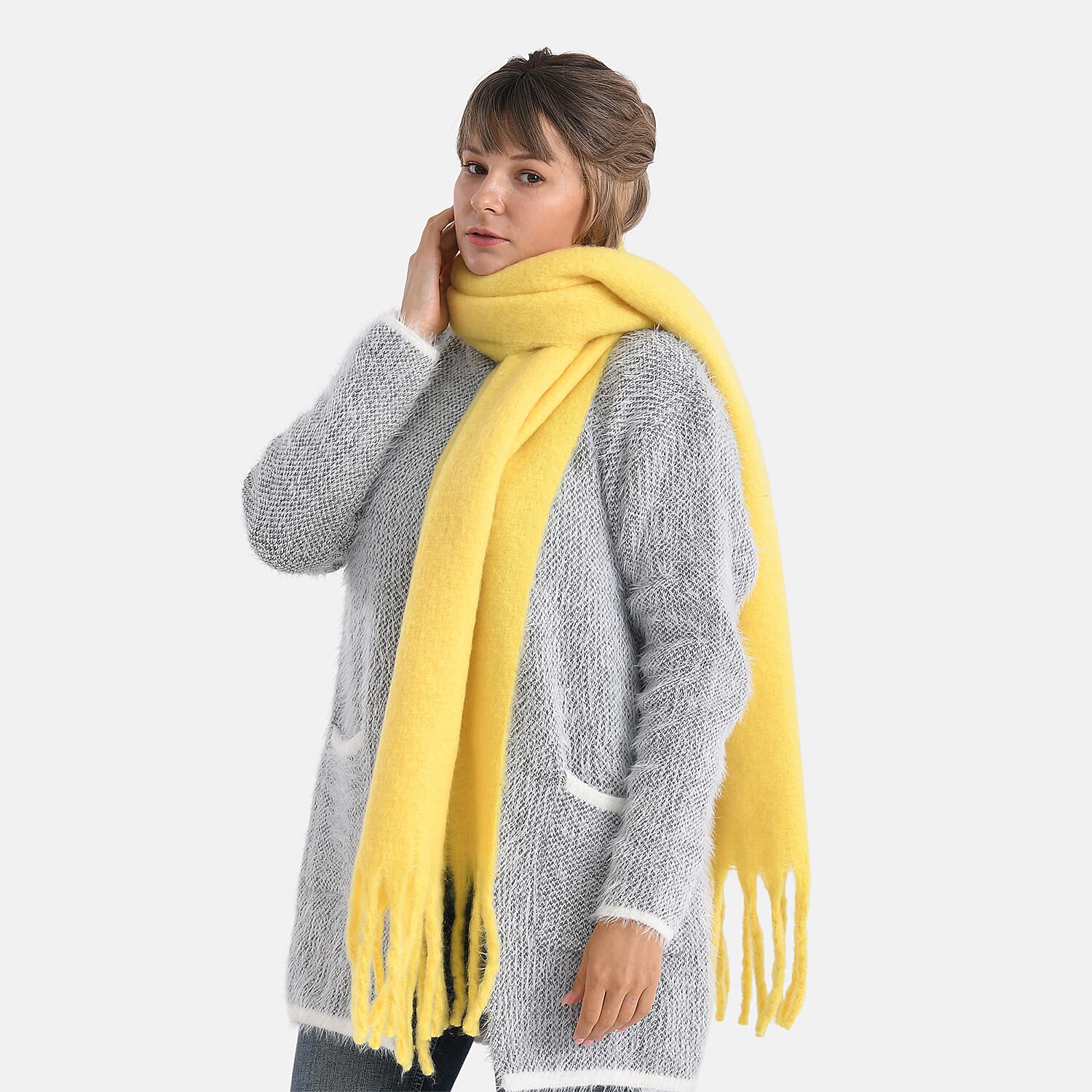 Super Soft Tassel Scarf (198 x 40cm) - Yellow