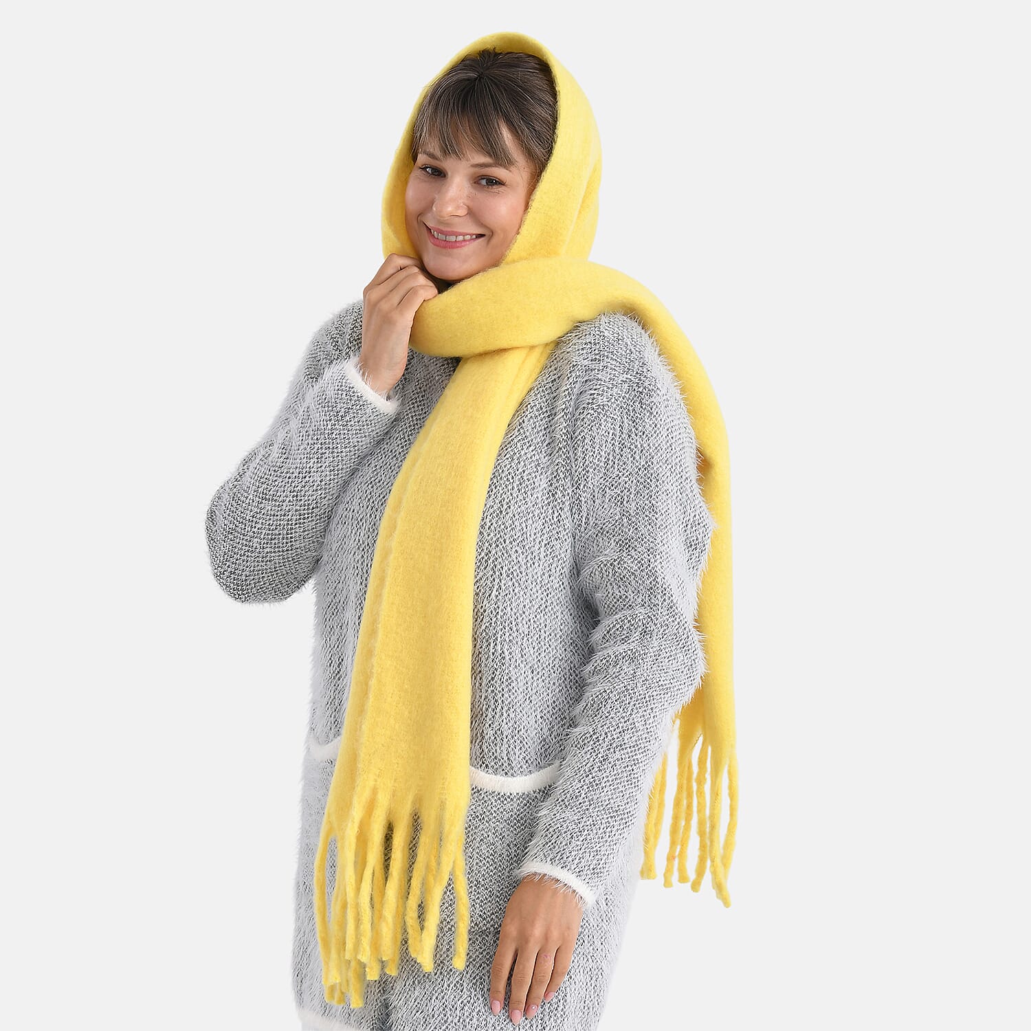 Super Soft Tassel Scarf (198 x 40cm) - Yellow