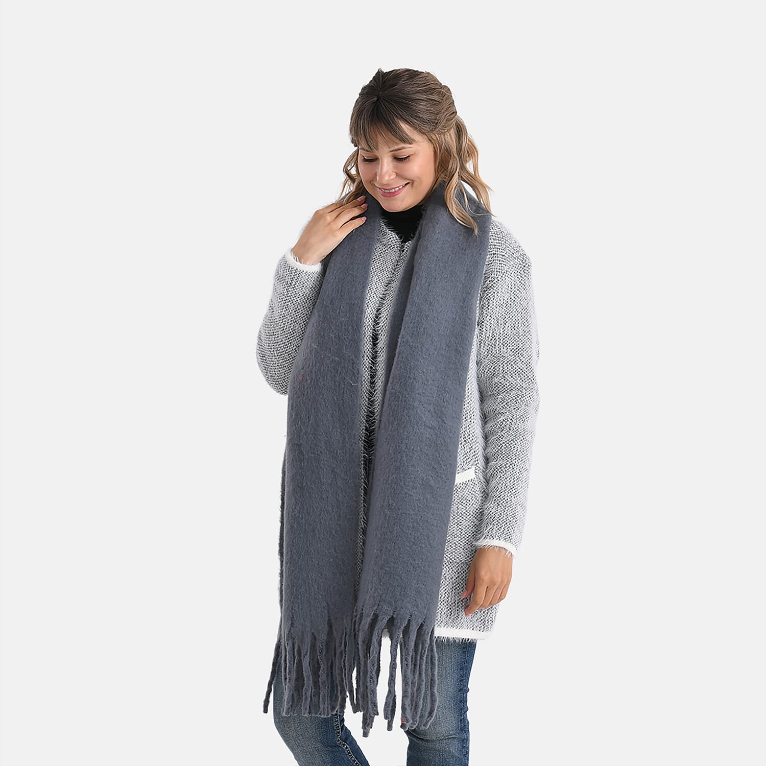 Super Soft Tassel Scarf (198 x 40cm) - Grey