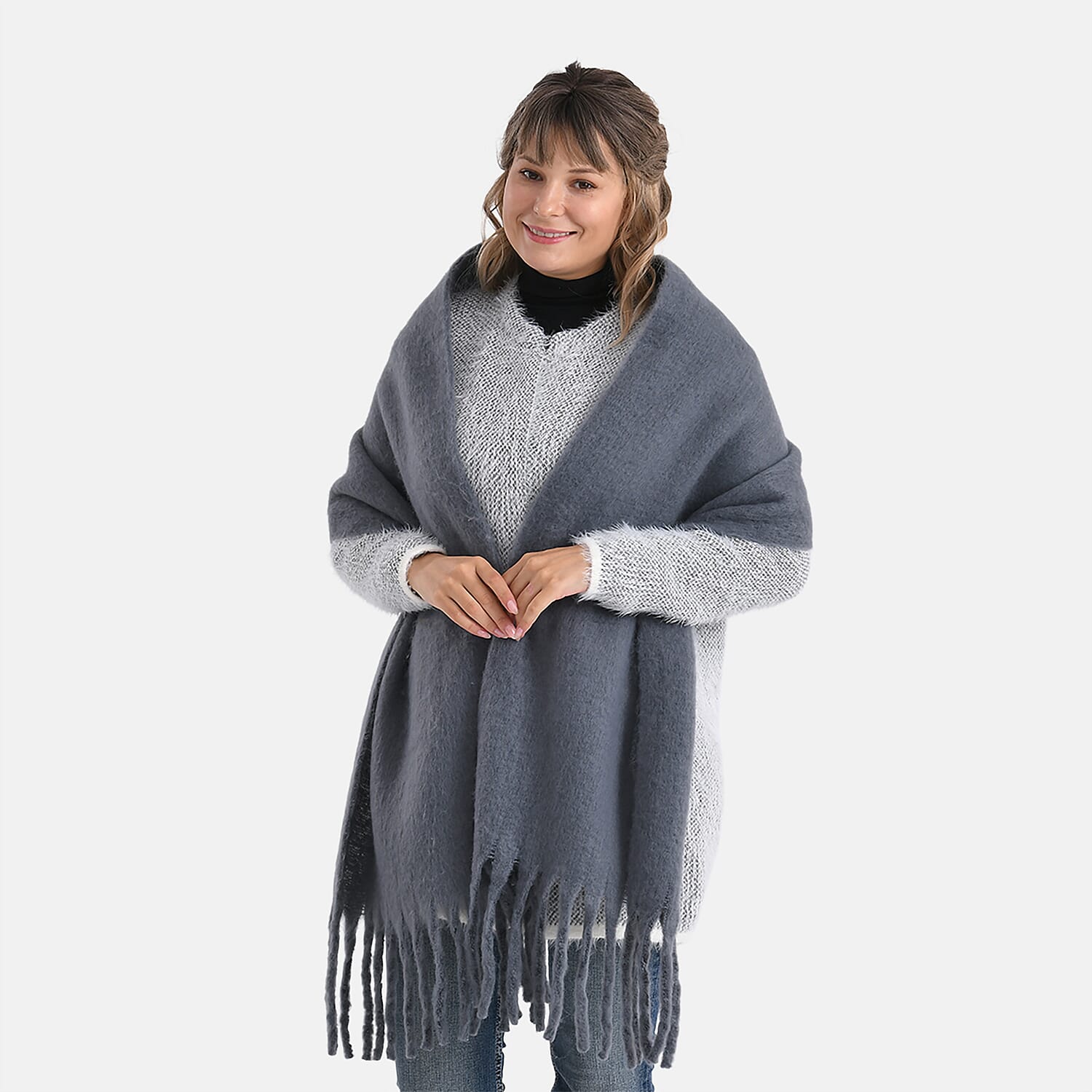 Super Soft Tassel Scarf (198 x 40cm) - Grey