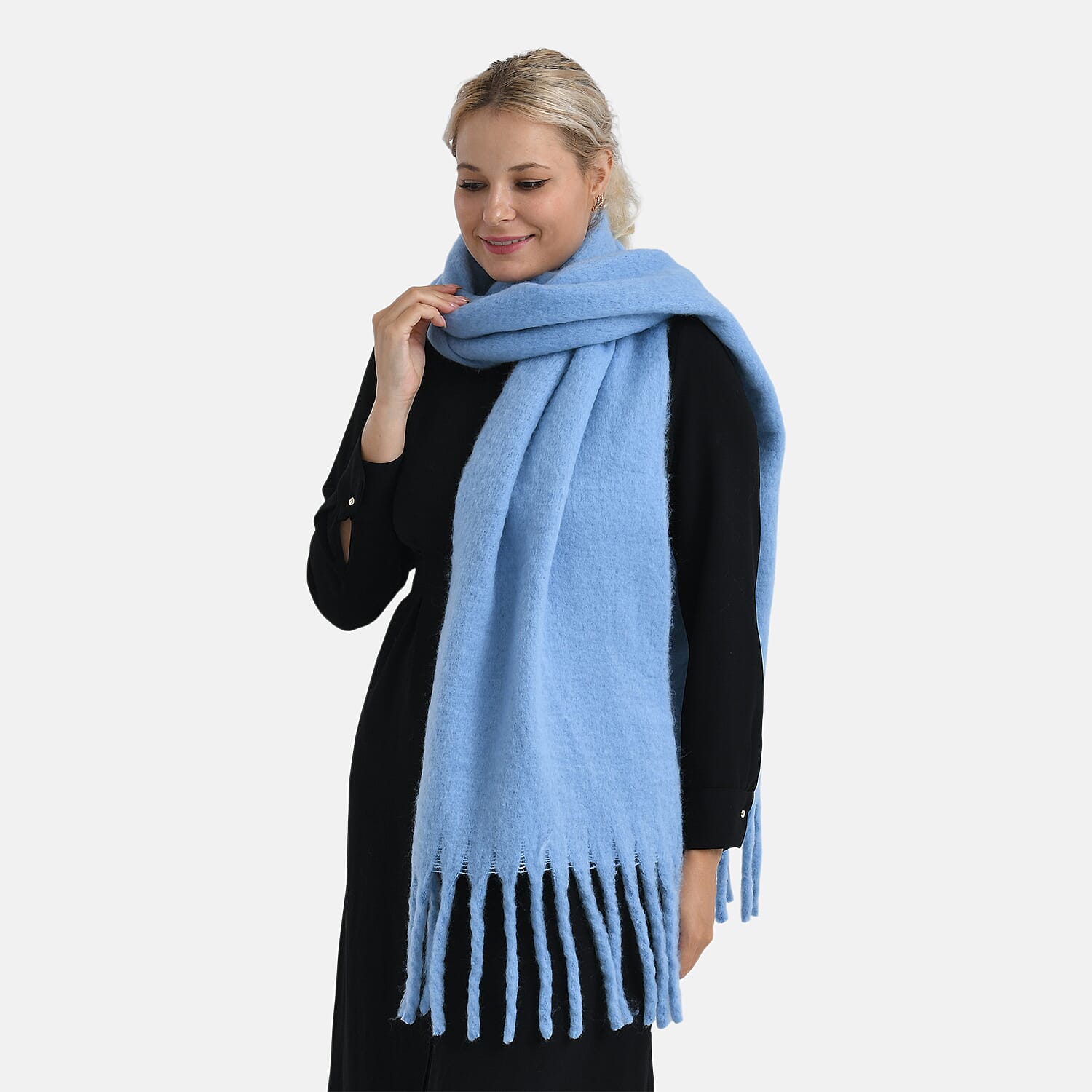 Super Soft Tassel Scarf (198 x 40cm) - Dark Blue