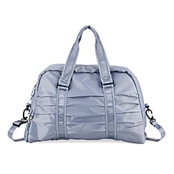 Water Repellent Pleated Travel Dufflle  Bag - Dusty Blue