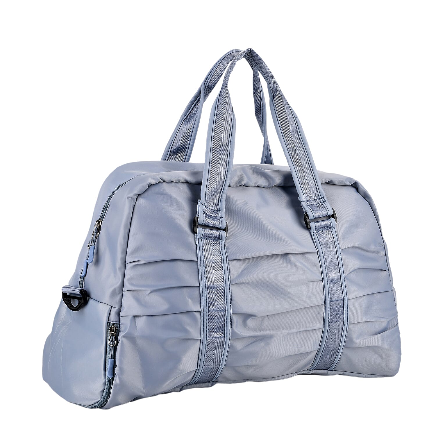 Water Repellent Pleated Travel Dufflle  Bag - Dusty Blue