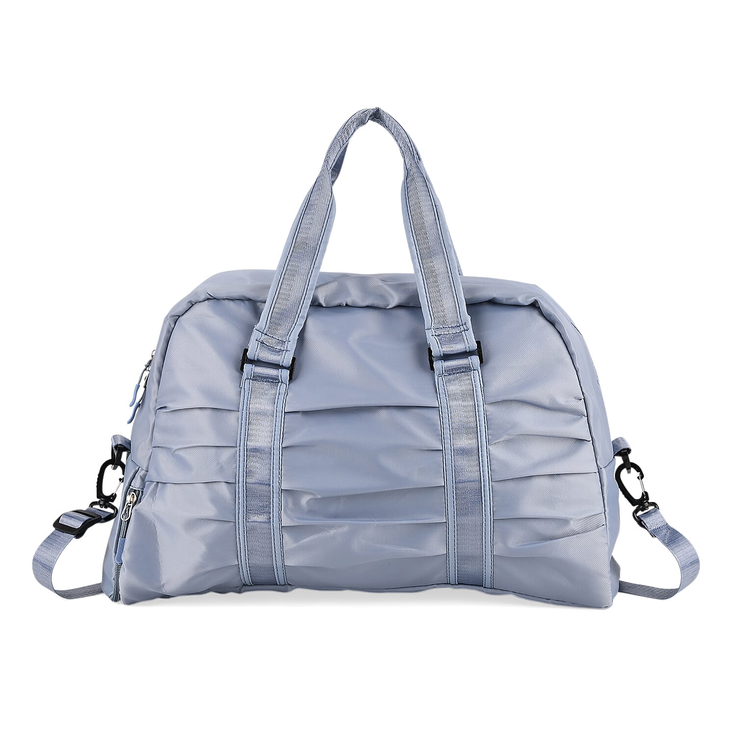 Water Repellent Pleated Travel Dufflle  Bag - Dusty Blue