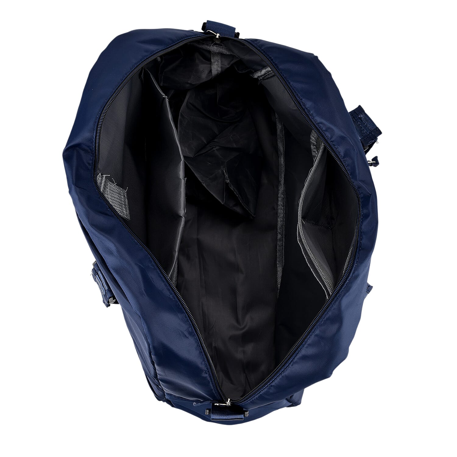 Water Repellent Pleated Travel Dufflle Bag - Navy