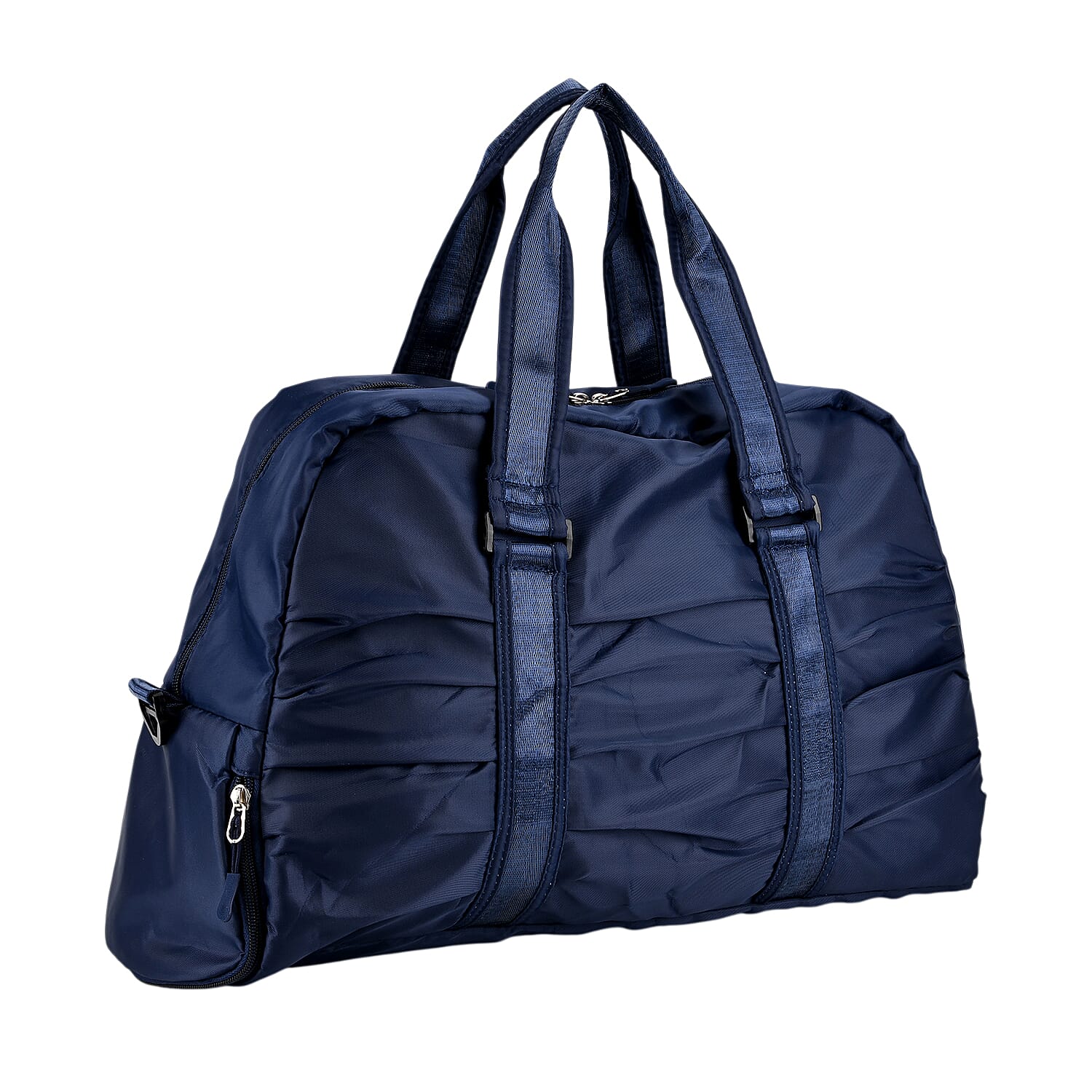 Water Repellent Pleated Travel Dufflle Bag - Navy