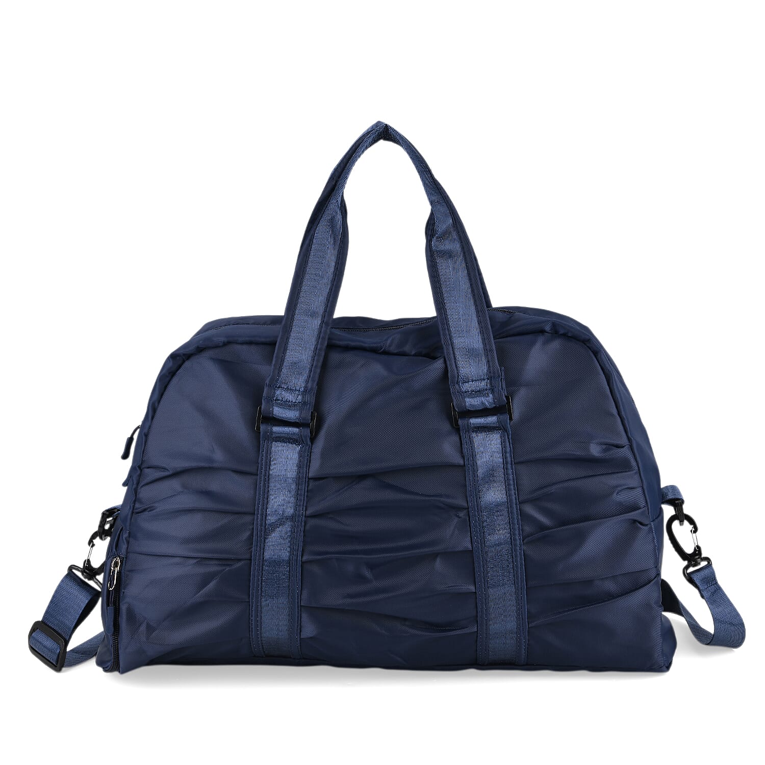 Water Repellent Pleated Travel Dufflle Bag - Navy