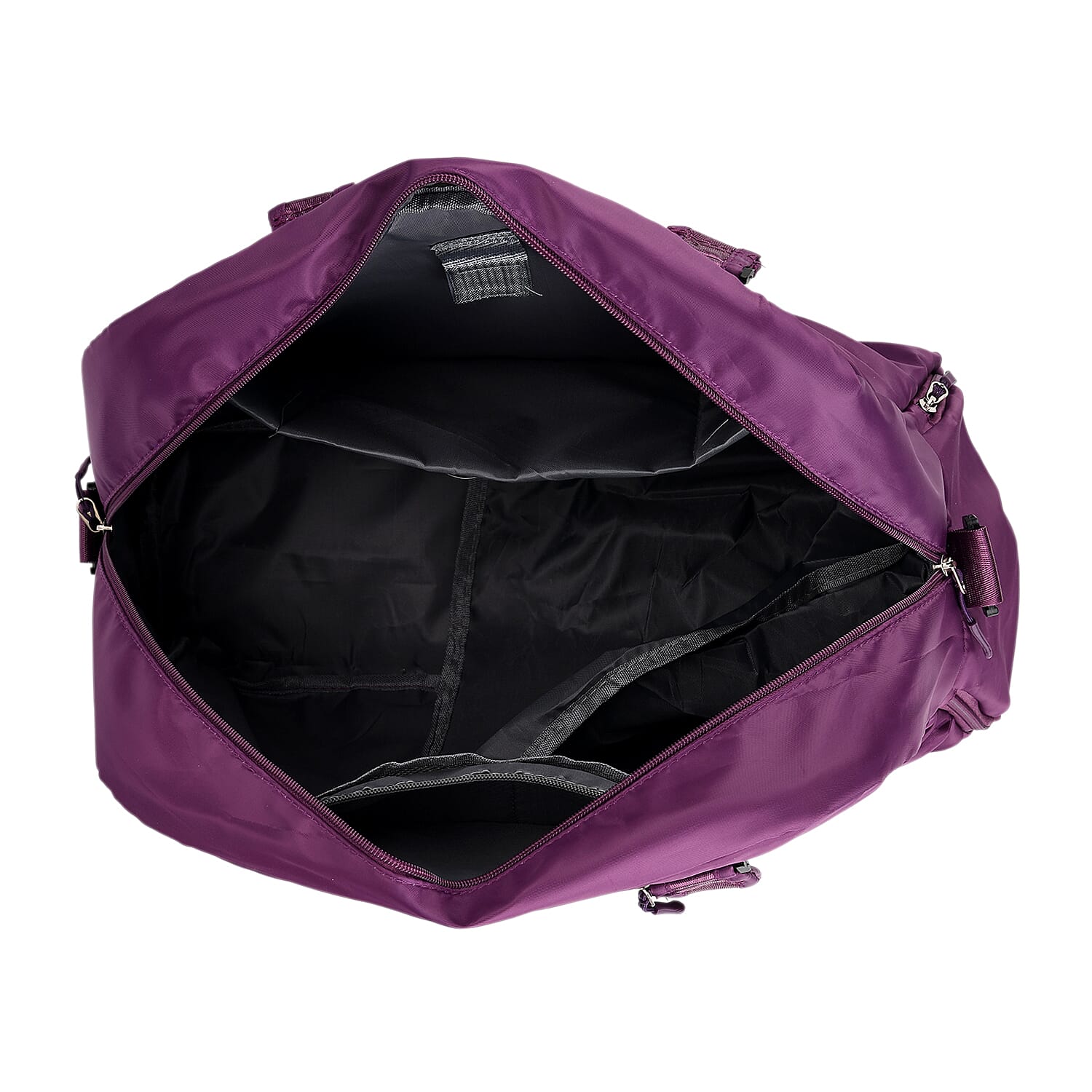 Water Repellent Pleated Trave Dufflle Bag - Purple