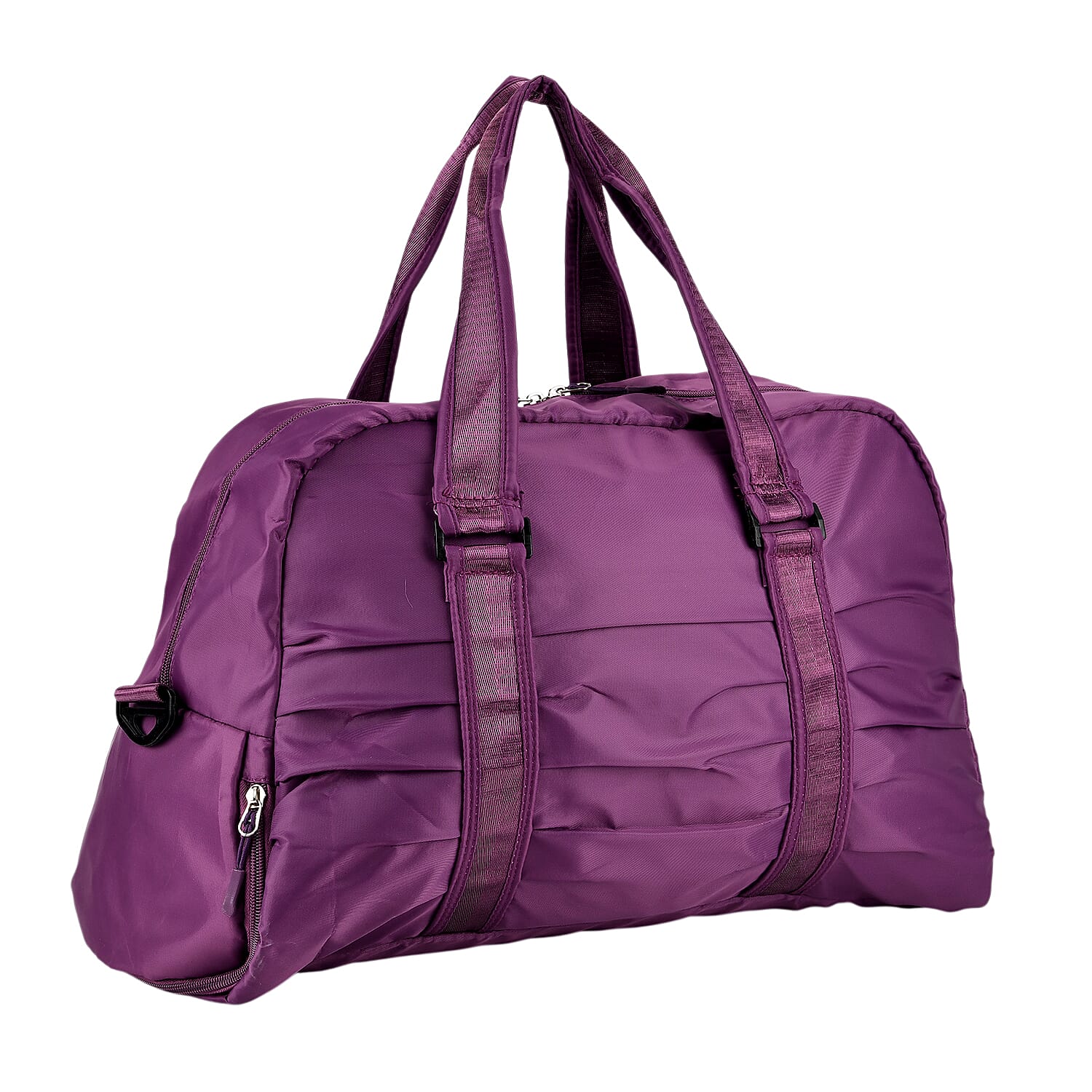 Water Repellent Pleated Trave Dufflle Bag - Purple