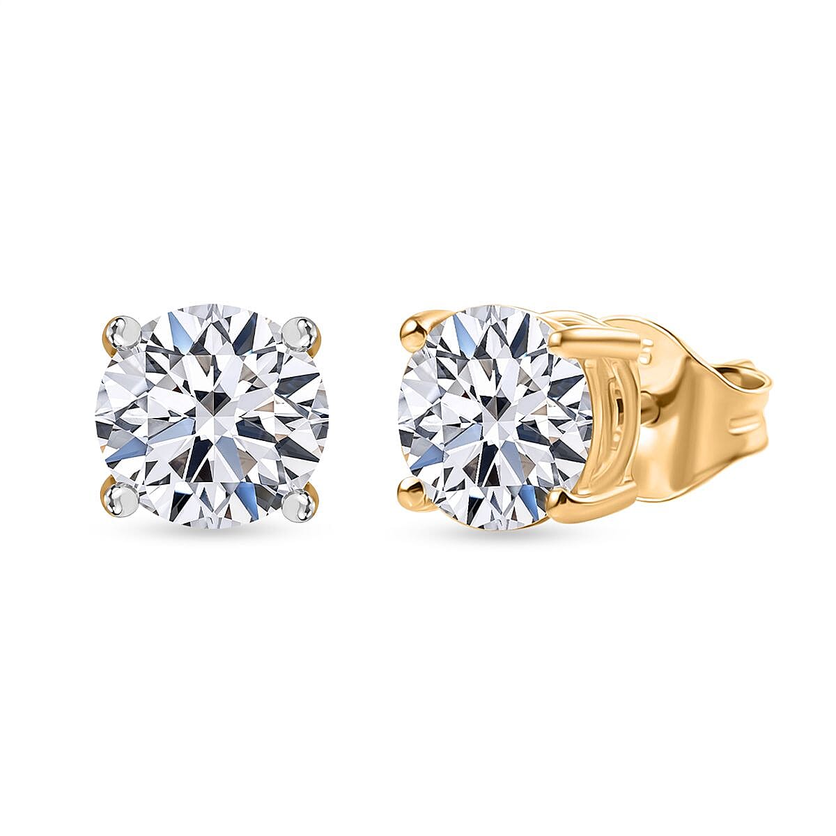 Black Friday Deal - Luxuriant 9K Yellow Gold Lab Grown SGL Certified Diamond (SI-GH) Solitaire Stud Earring with Push Back 2.00 Ct.