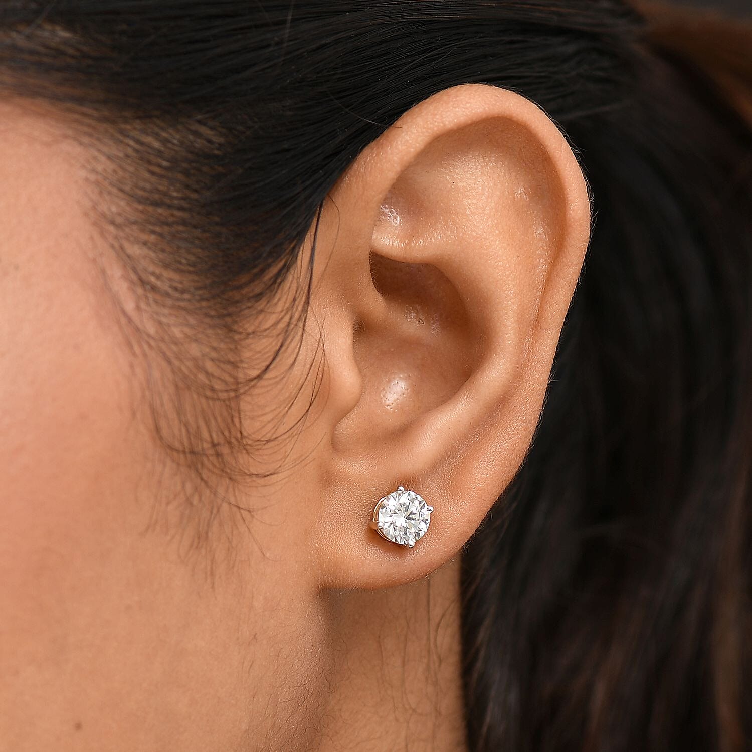 Black Friday Deal - Luxuriant 9K Yellow Gold Lab Grown SGL Certified Diamond (SI-GH) Solitaire Stud Earring with Push Back 2.00 Ct.