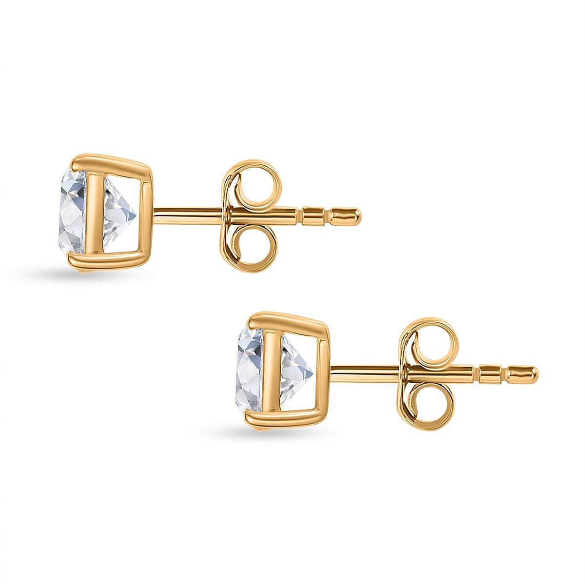 Black Friday Deal - Luxuriant 9K Yellow Gold Lab Grown SGL Certified Diamond (SI-GH) Solitaire Stud Earring with Push Back 2.00 Ct.