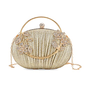 https://tjcuk.sirv.com/Products/82/3/8231690/Ruched-Crystal-Flower-Embellished-Clutch-Bag-with-Gold-Handle-Gold_8231690.jpg?w=342&h=342