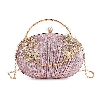 https://tjcuk.sirv.com/Products/82/3/8231693/Ruched-Crystal-Flower-Embellished-Clutch-Bag-with-Gold-Handle-Pink_8231693.jpg?w=342&h=342