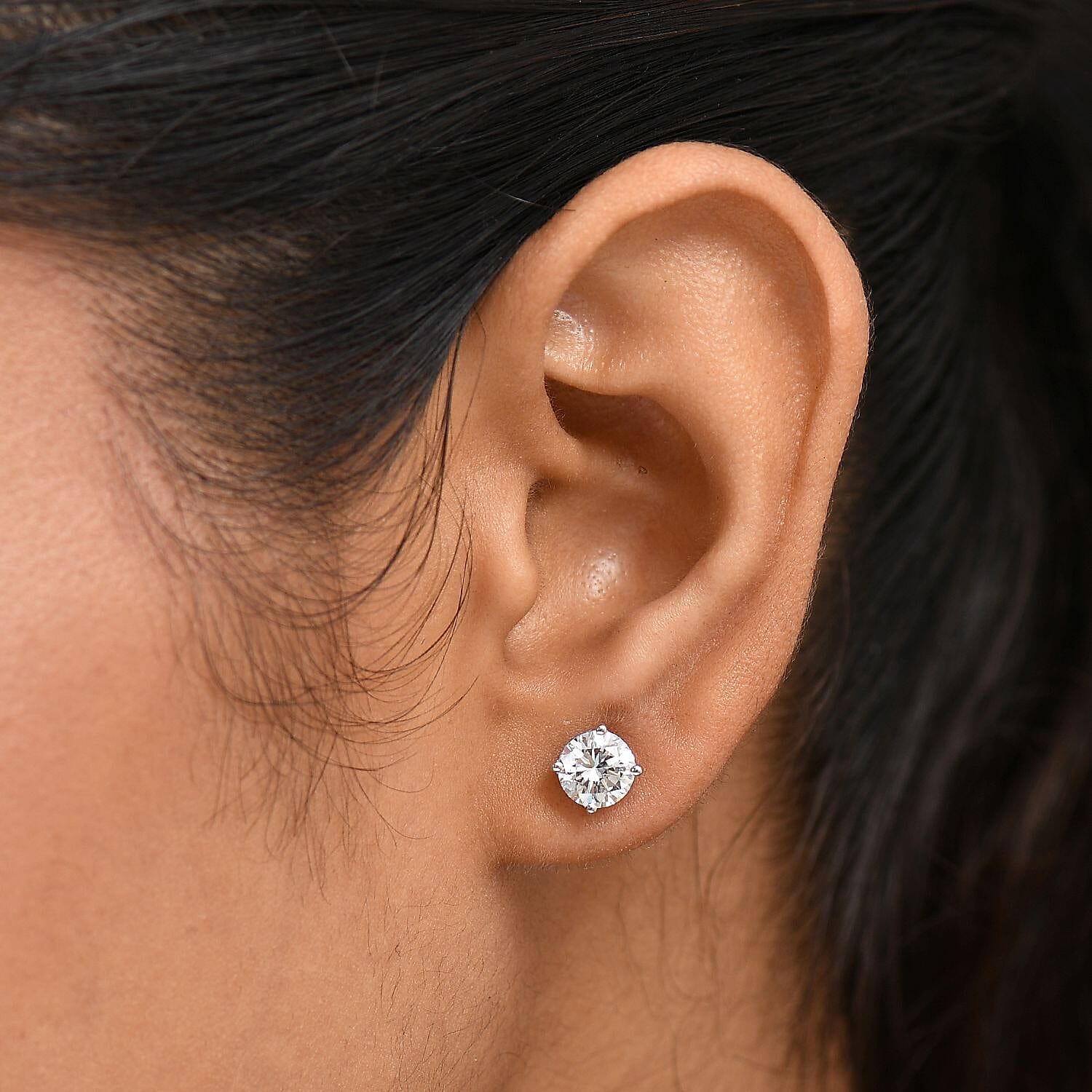 Black Friday Deal- Luxuriant Diamond 9K White Gold Lab Grown SGL Certified  Diamond SI-GH, Solitaire Earrings 2.00 Ct.