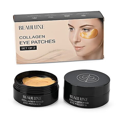 Beauluxe - Set of 2 Collagen Seaweed Gel Under-Eye Masks - Hydrating Hydrogel Patches with Witch Hazel, Oat - Sweet Orange Essential Oil (30 Pairs x Gold - 30 Pairs x Pink)