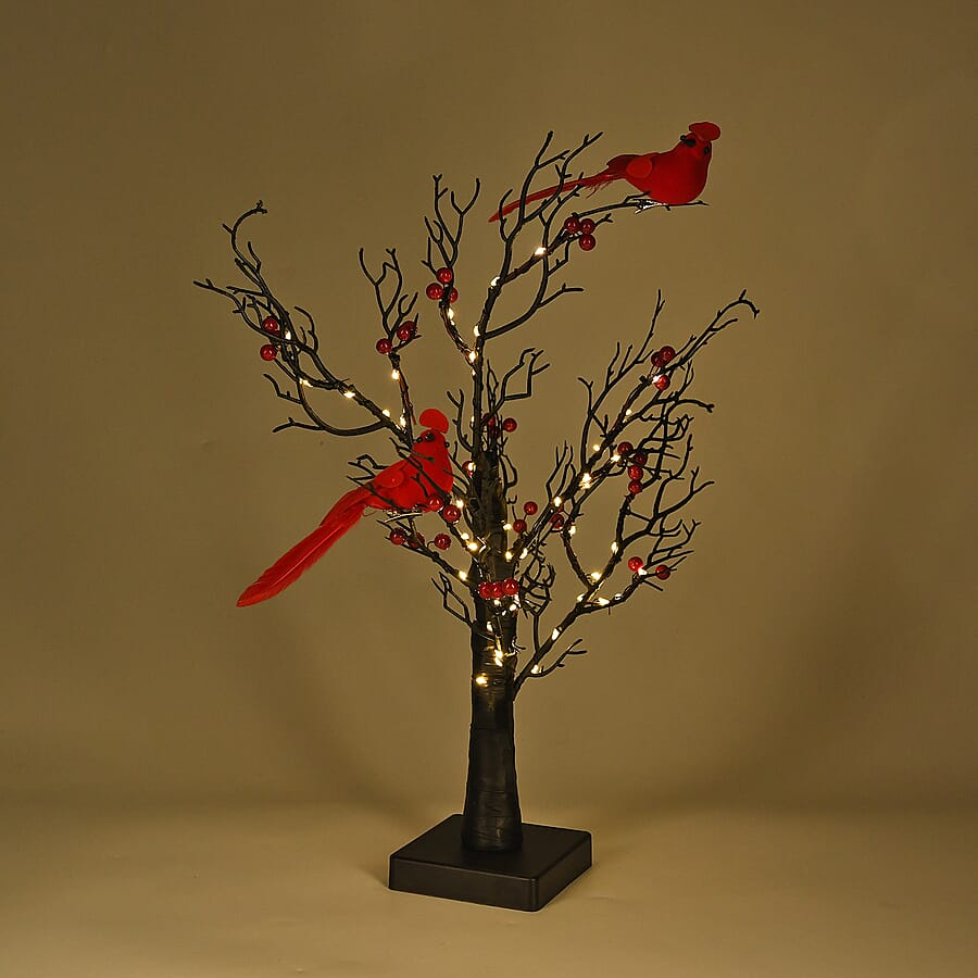 Tree Lamp with 60 Warm White LED Copper Wire Lights (53 cm) - Red