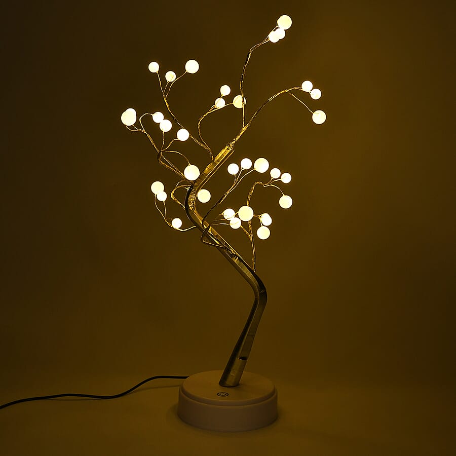 Gold Pearl LED Tree Lamp 36 Warm Lights USB-Battery Dual Power (45 cm) - Champagne