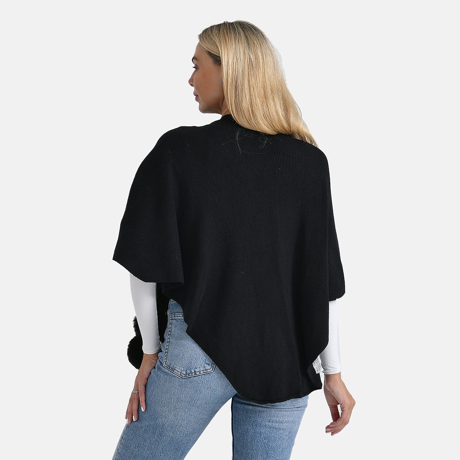 La Marey Super Soft Faux Fur Shawl (145 x 100cm) - Black