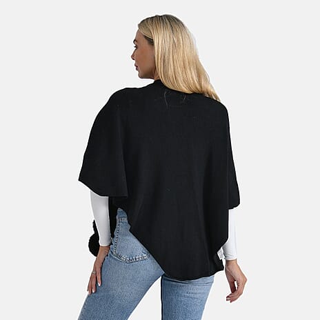 La Marey Super Soft Faux Fur Shawl (145 x 100cm) - Black