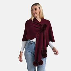 La Marey Super Soft Faux Fur Shawl (145 x 100cm) - Wine
