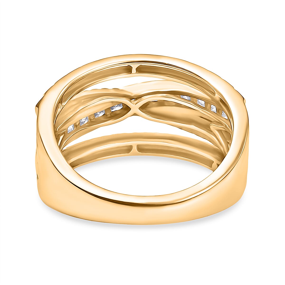 D'Joy Moissanite Ring in 18K Yellow Gold Plating Sterling Silver, Silver Wt. 5.46 Gms.