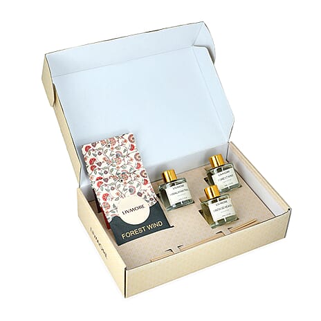 LIVMORE 3 Piece Reed Diffuser Collection - Oudh jasmine, Amber Oudh, Rose Oudh and 3 Fragrance Sachets