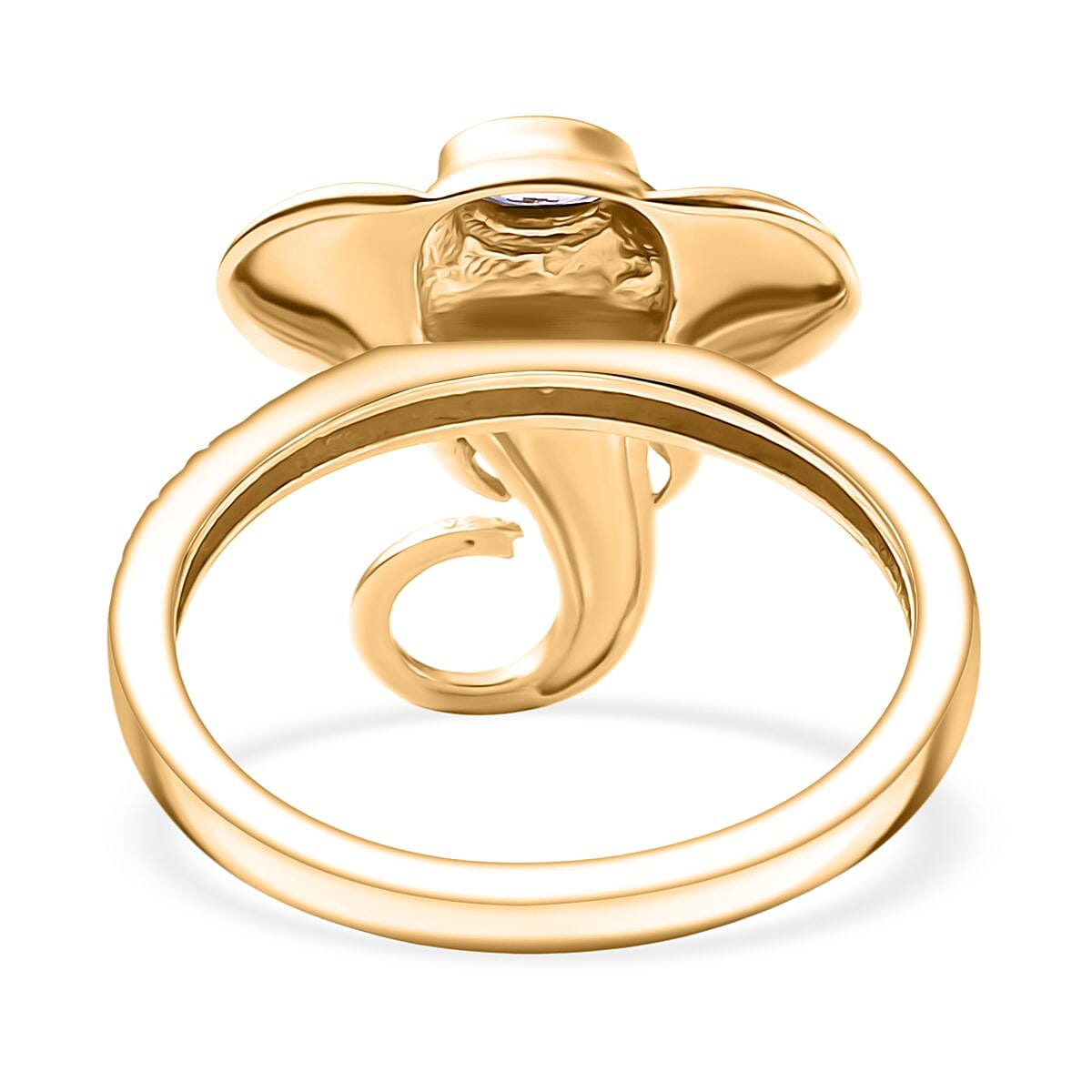 D'joy Tanzanite Elephant Ring in 18K Yellow Gold Plated Overlay Sterling Silver