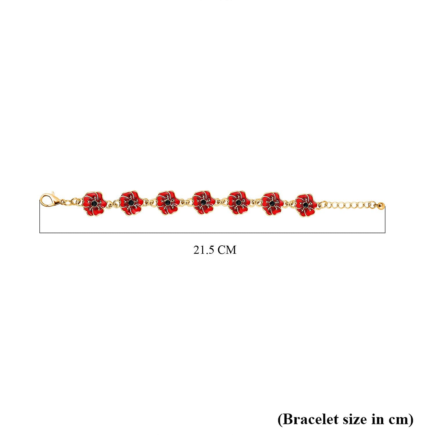 Austrian Black Crystal Bracelet (Size 7 - 1 Ext) in Yellow Gold Plated