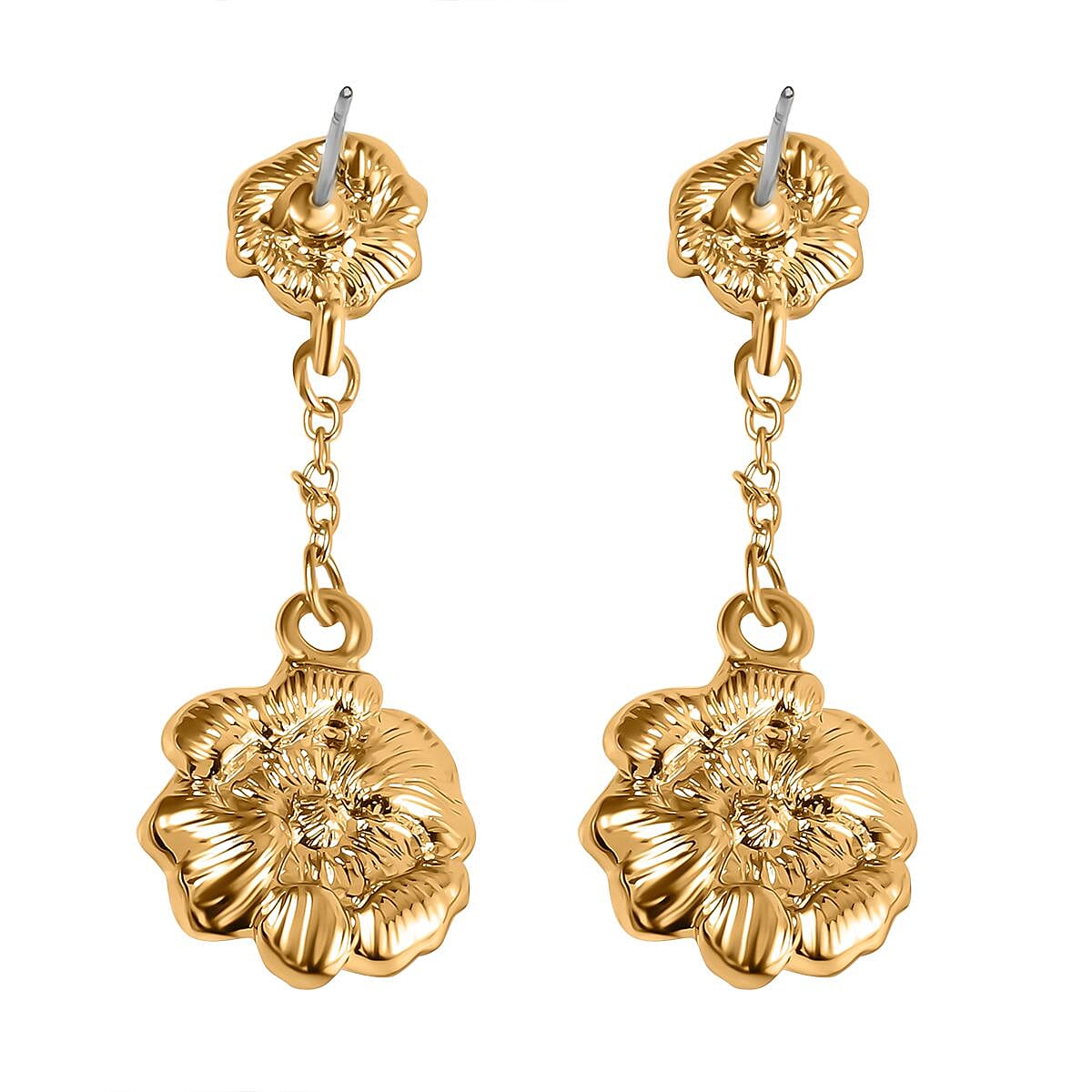 Austrian Black Crystal Dangling Earring with Push Back in Yellow Gold Plated