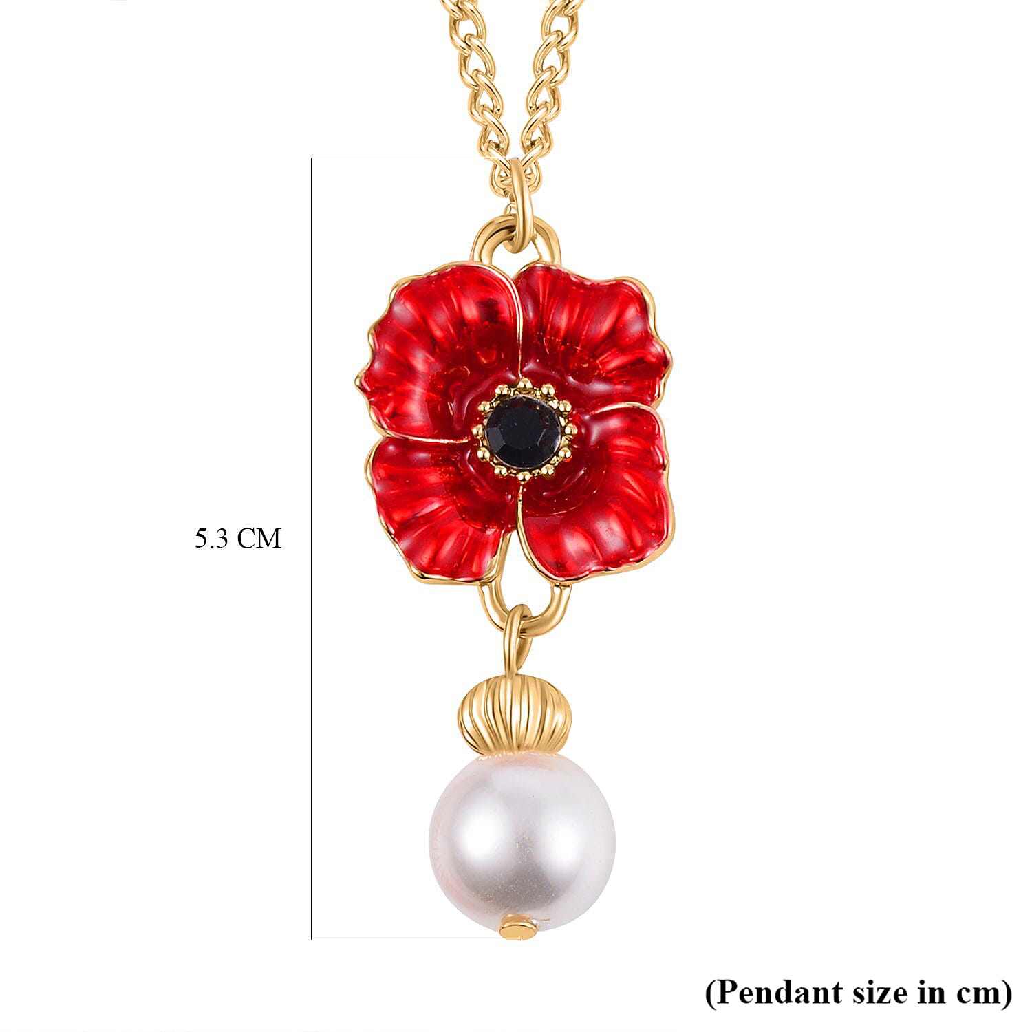 White Shell Pearl & Austrian Black Crystal Necklace (Size 20 - 2 Ext) in Yellow Gold Plated