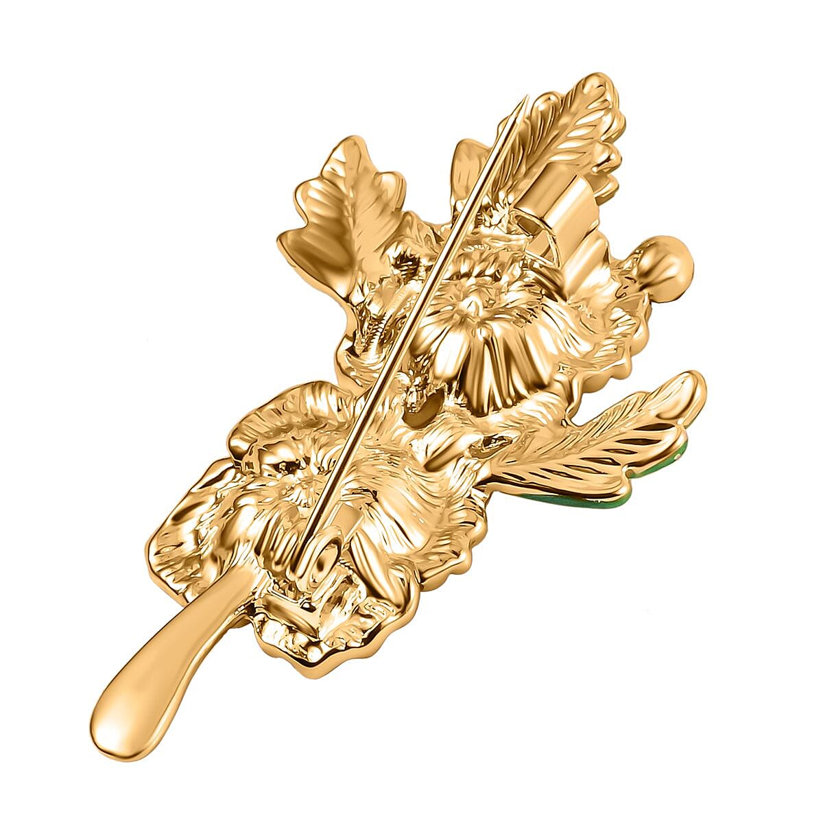 Austrian Black Crystal Brooch in Yellow Gold Plated