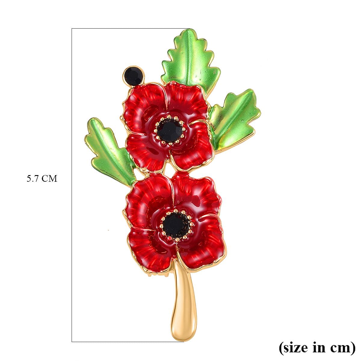 Austrian Black Crystal Brooch in Yellow Gold Plated