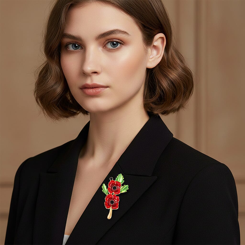 Austrian Black Crystal Brooch in Yellow Gold Plated