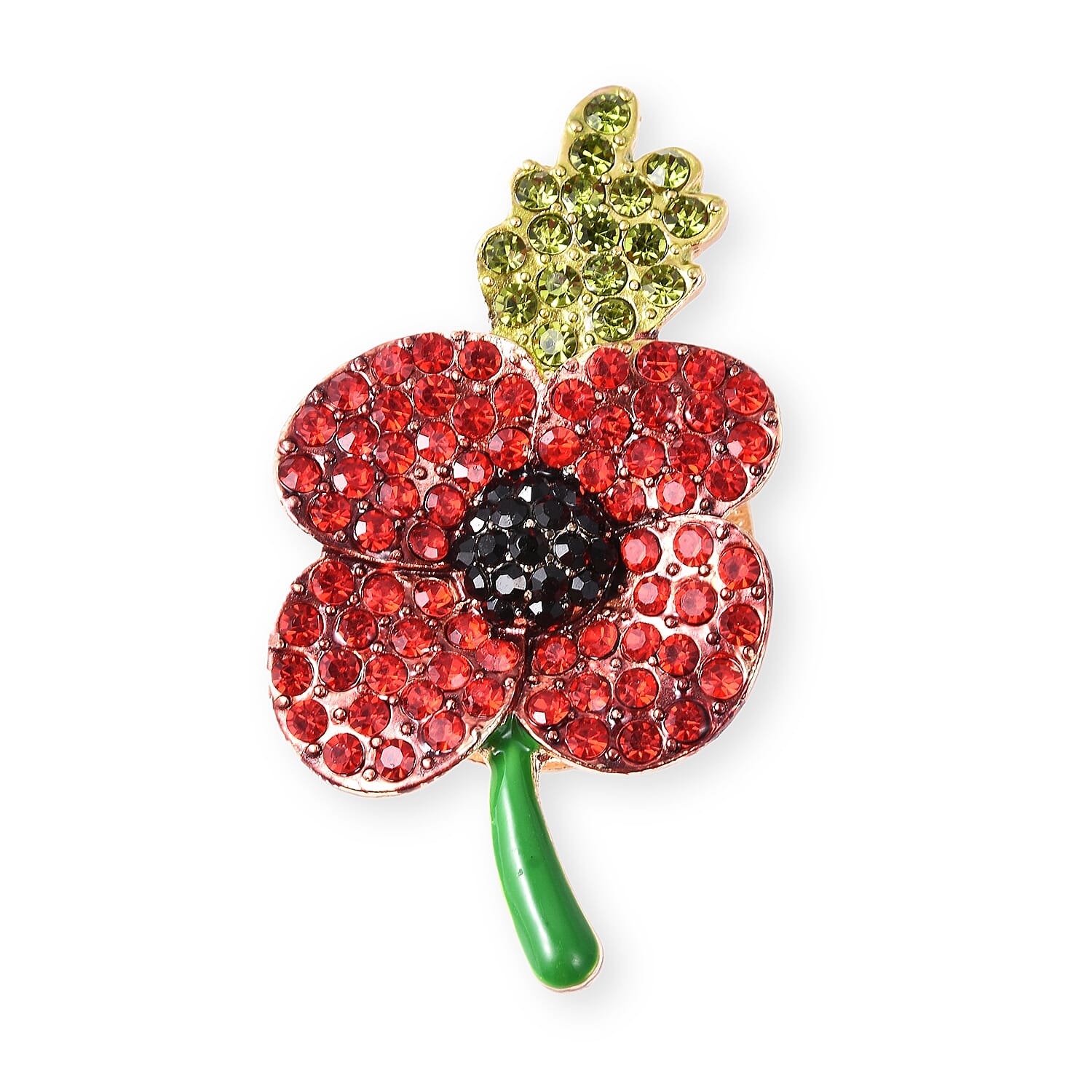 Austrian Multi Color Crystal Magnetic Brooch in Yellow Gold Plated