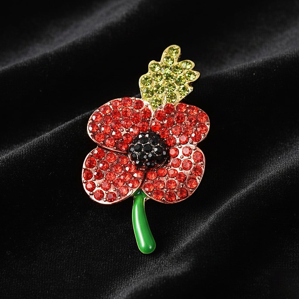 Austrian Multi Color Crystal Magnetic Brooch in Yellow Gold Plated