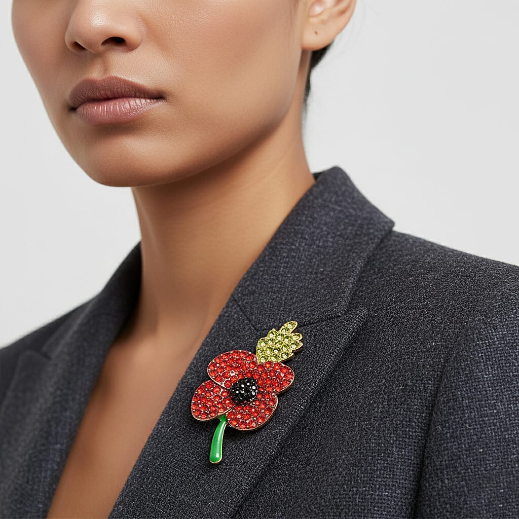 Austrian Multi Color Crystal Magnetic Brooch in Yellow Gold Plated