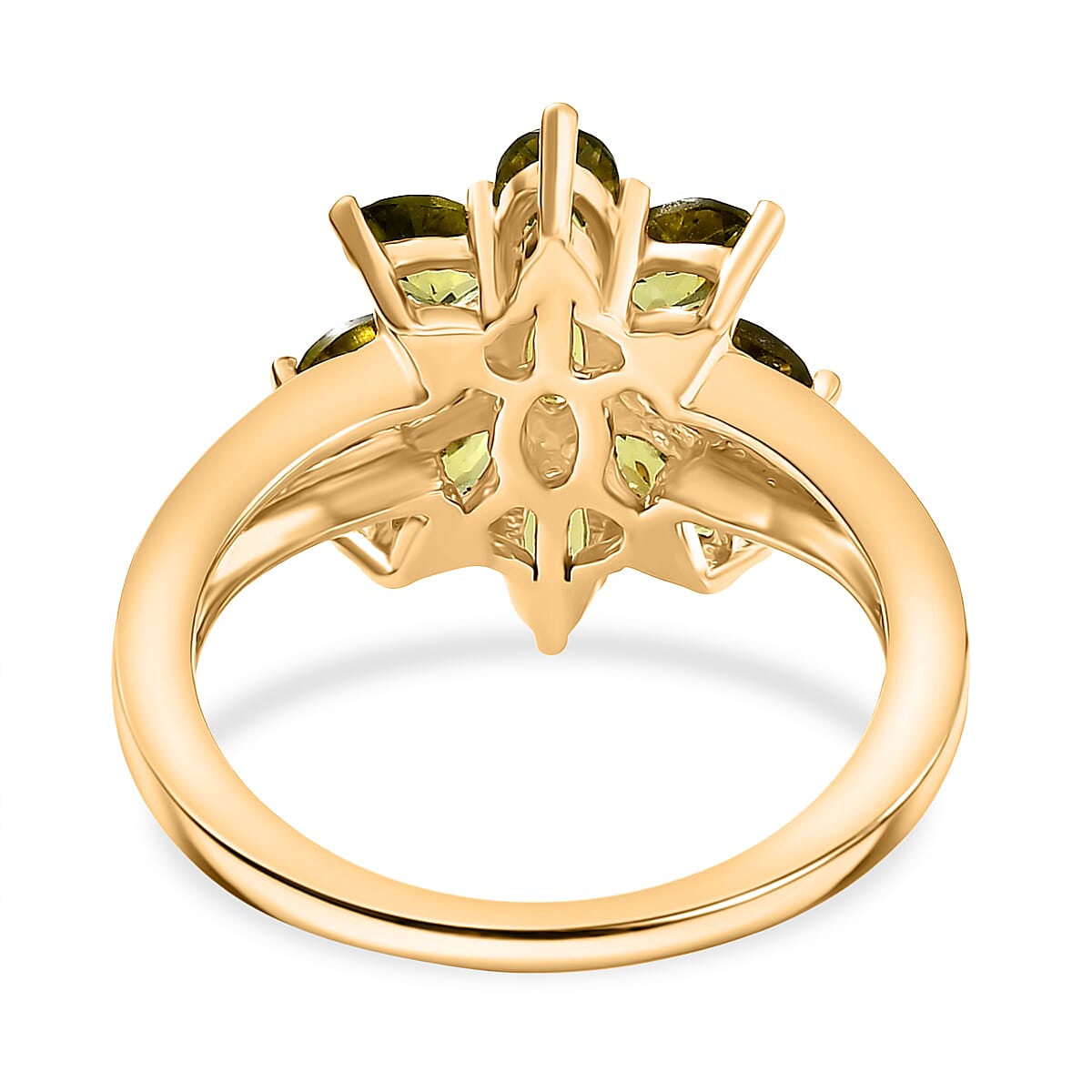 D'joy Peridot Bloom Ring in 18K Yellow Gold Plating Sterling Silver 2.07 Ct.