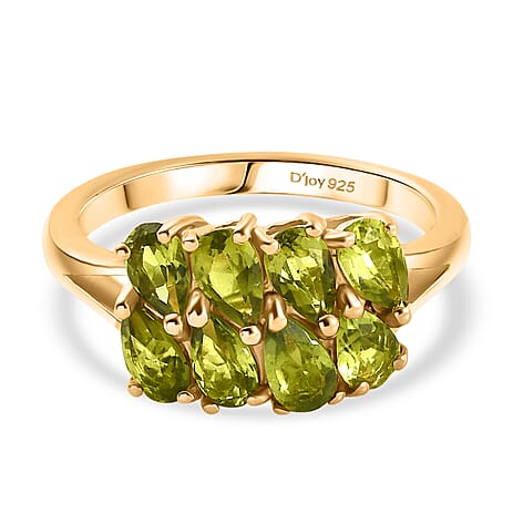 D'joy Garden Natural Hebei Peridot Ring in Yellow Gold Plating Sterling Silver 1.83 Ct.