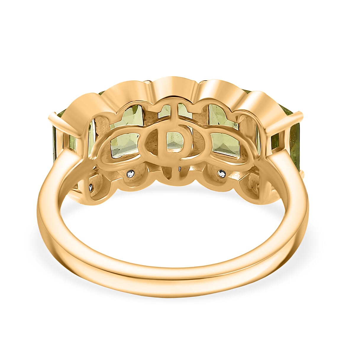 D'joy White Zircon & Peridot Garden Row Ring in Yellow Gold Plating Sterling Silver 3.61 Ct.