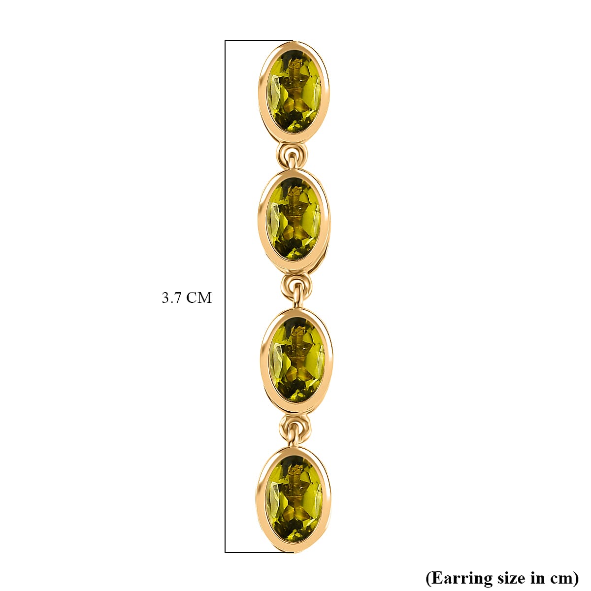 D'joy Natural Hebei Peridot Branchlet Dangles Earring with Push Back in Yellow Gold Plating Sterling Silver 3.87 Ct.