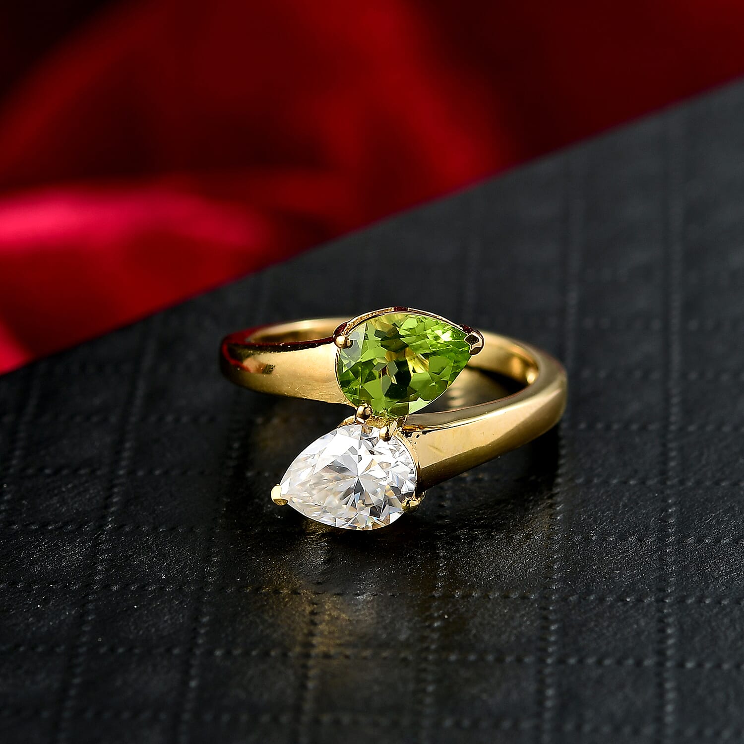 D'joy Peridot & Moissanite Dual Harmony Ring in Yellow Gold Plating Sterling Silver 2.35 Ct.