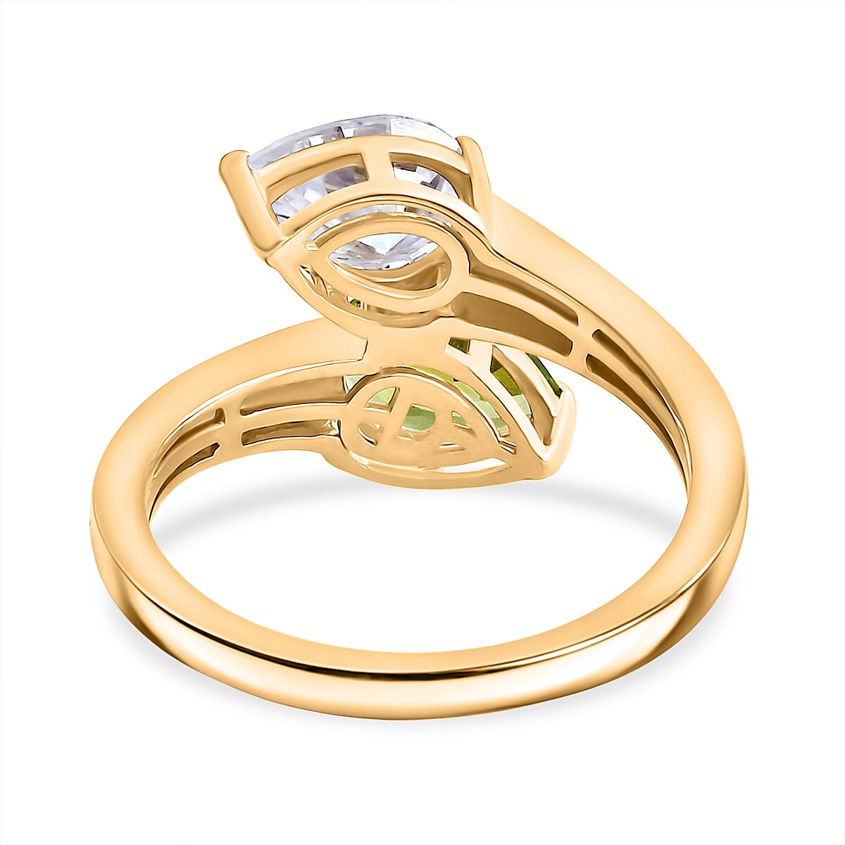 D'joy Peridot & Moissanite Dual Harmony Ring in Yellow Gold Plating Sterling Silver 2.35 Ct.
