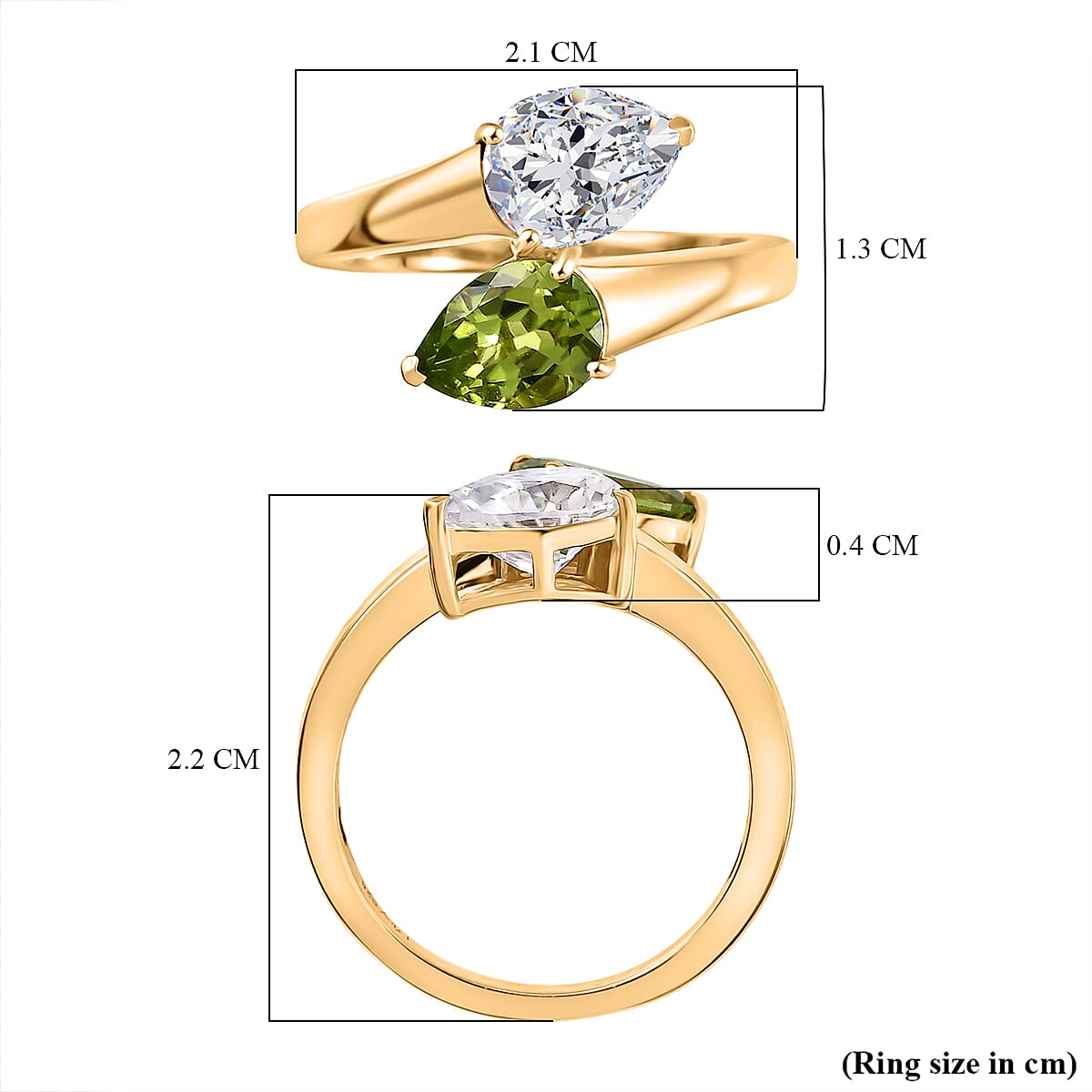 D'joy Peridot & Moissanite Dual Harmony Ring in Yellow Gold Plating Sterling Silver 2.35 Ct.