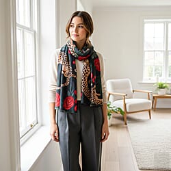 La Marey Signature - Valissiere 100% Cashmere Wool Scarf (Size - One Size) - Navy Red