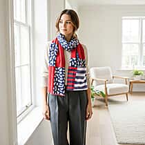 La Marey Signature - Valissiere 100% Cashmere Wool Scarf (195 x 70 cm) - Black & Red Dots